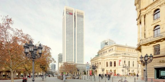 City scape with UBS offices high rise buildings